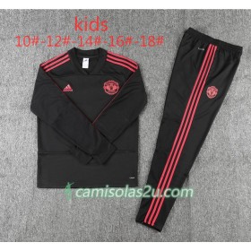 Manchester United Criança Sweat de Treino Conjunto Preto 2018/19